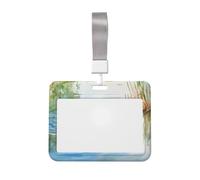Mallard Ducks Swimming in The Lake Sliding Id Badge Holder Hard Plastic Work Card Case Name Tag Protector for Nurses Office
