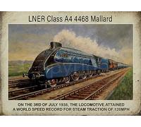 Mallard LNER Class A4 4468 locomotive Breaks Speed Record 1938 Metal Wall Art-3