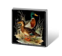 Mallard Wild Duck Badge Pin Brooch Square Shape Button Aluminum Decor for Backpacks Hats 0.7 Inch