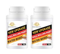 Mallbaola White 2 Pack 100g (Pack of 2) Water-Based Wall & Wood Paint Roller Kit, Fast-Drying, High Coverage, Indoor Use
