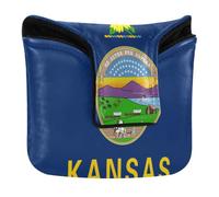 Mallet Putter Cover Magnetic Snap Golf Putter Headcovers for Mallets and Square PU Leather Flag of Kansas