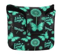Mallet Putter Cover Magnetic Snap Golf Putters Headcovers for Mallets and Square Waterproof PU Leather Live Laugh Love Dandelion Blue Butterfly Love