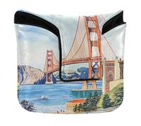 Mallet Putter Cover with Magnetic Closure Putters Headcovers for Mallets and Square Waterproof PU Leather Golden Gate Bridge Illustration