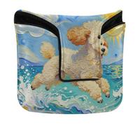 Mallet Putter Covers Magnetic Closure White Poodledogs on The Beach