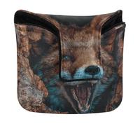 Mallet Putter Covers Magnetic Snap Golf Accessories for Mallets and Square Waterproof PU Leather Funny Fox 3d Wooden Art