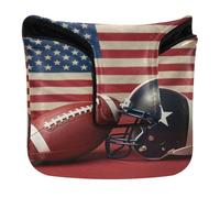 Mallet Putter Covers Magnetic Snap Golf Accessories for Most Brand Waterproof PU Leather USA Flag Pride Football