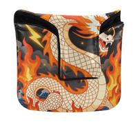 Mallet Putter Covers Magnetic Snap Putter Headcovers for Mallets and Square PU Leather Red Blue Fire Chinese Dragon Ocean Lightning