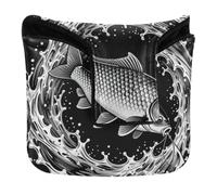 Mallet Putter Covers with Magnetic Closure Carp Leaping Out of The