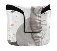 Mallet Putter Covers with Magnetic Closure Golf Gifts for Most Brand PU Leather Cartoon British Shorthair Cats White