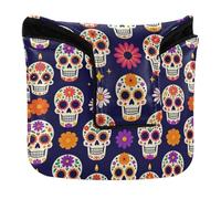Mallet Putter Covers with Magnetic Closure Golf Putter Headcover for Men and Women Waterproof PU Leather Day of The Dead Sugar Skull Floral