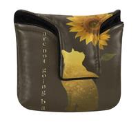 Mallet Putter Covers with Magnetic Closure Golf Putters Headcovers for Mallets and Square Waterproof PU Leather We are Not Going Back Cat Sunflower Design