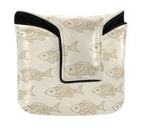 Mallet Putter Covers with Magnetic Closure Golf Putters Headcovers for Most Brand PU Leather Waterproof Chinese-Style Fish (2)