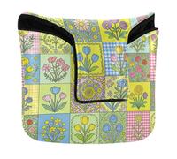 Mallet Putter Covers with Magnetic Closure Putter Headcovers for Mallets and Square Waterproof PU Leather Colorful Floral Grid