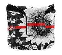 Mallet Putter Head Cover Magnetic Closure Putter Headcovers for Mallets and Square PU Leather Waterproof Sunflower Butterfly Flag Firefighter Thin Red Line