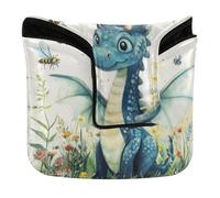 Mallet Putter Head Cover Magnetic Closure Putter Headcovers for Mallets and Square PU Leather Waterproof Funny Dragon A River