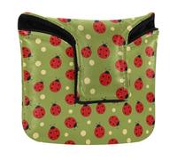 Mallet Putter Head Cover Magnetic Golf Gifts for Most Brand Waterproof PU Leather Red Lady Beetle on Green Background