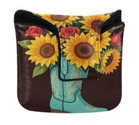 Mallet Putter Head Cover Magnetic Golf Putter Headcover for Mallet Square Waterproof PU Leather Western Boho Boots Sunflowers Cactus Rodeo Cowgirl Girl