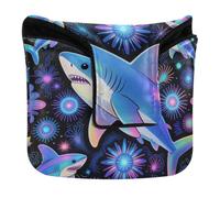 Mallet Putter Head Cover Magnetic Neon Shark Psychedelic Black Art