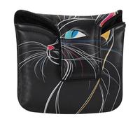 Mallet Putter Head Cover Magnetic Snap Golf Gifts for Men and Women PU Leather Waterproof Cute American Shorthair Cat