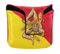 Mallet Putter Head Cover with Magnetic Closure Golf Putter Headcovers for Men and Women Waterproof PU Leather Oil Painting Flag Sicilian