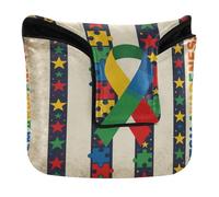 Mallet Putter Head Cover with Magnetic Closure Golf Putters Headcovers for Men and Women Waterproof PU Leather Autism Awareness Mom Dad USA Flag Autistic Awareness Autism