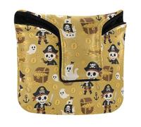 Mallet Putter Head Cover with Magnetic Closure Putter Headcover for Men and Women Waterproof PU Leather Pirate and Ghosts Seamless Pattern(1)