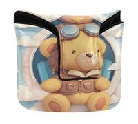 Mallet Putter Head Cover with Magnetic Closure Putter Headcovers for Most Brand PU Leather Waterproof A Cute Teddy Bear Piloting Sitting in The Plane Window