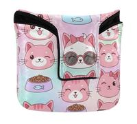 Mallet Putter Head Covers Magnetic Closure Golf Putter Headcover for Mallets and Square Waterproof PU Leather Blush Cute Cats