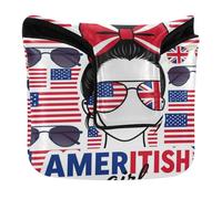 Mallet Putter Head Covers Magnetic Closure Golf Putter Headcovers for Mallets and Square PU Leather Waterproof Half USA British Flag Stained Glass Panel