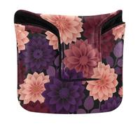 Mallet Putter Head Covers Magnetic Closure Putter Headcover for Mallet Square PU Leather Waterproof Moody Dark Dahlia Floral
