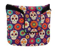Mallet Putter Head Covers Magnetic Closure Putter Headcover for Mallet Square PU Leather Waterproof Day of The Dead Sugar Skull