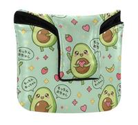 Mallet Putter Head Covers Magnetic Closure Putter Headcovers for Men and Women PU Leather Waterproof Avocado Heart Fruit Pattern Light Green