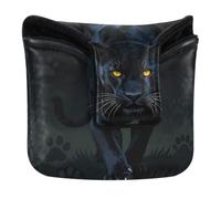 Mallet Putter Head Covers Magnetic Golf Accessories for Mallet Square Waterproof PU Leather Melanistic Leopard Walking Toward Shadow3