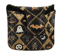 Mallet Putter Head Covers Magnetic Snap Halloween Black Gold Ghosts Bat Putter Headcovers for Mallet Square PU Leather funda para Putter