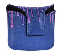 Mallet Putter Head Covers Magnetic Snap Putter Headcovers for Mallets and Square PU Leather Waterproof Deep Blue Purple Drip