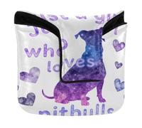 Mallet Putter Head Covers Magnetic Snap Putters Headcovers for Most Brand PU Leather Waterproof Just A Girl Who Loves Pitbulls Watercolor Galaxy Pitbull