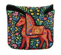 Mallet Putter Head Covers with Magnetic Closure Putter Headcover for Mallets and Square PU Leather Waterproof Swedish Dala Horse Folk Art Sweden Flag Dalahelmsoljd