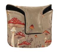 Mallet Putter Head Covers with Magnetic Closure Putter Headcovers for Mallet Square PU Leather Waterproof Red Mushrooms Puffball