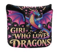 Mallet Putter Head Covers with Magnetic Closure Putter Headcovers for Men and Women Waterproof PU Leather Just A Girl Who Loves Dragons Women's Girls Cute Dragon