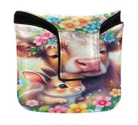 Mallet Putter Head Covers with Magnetic Closure Putters Headcovers for Mallets and Square PU Leather Waterproof Watercolor Easter Hare Cute Scotland Cow