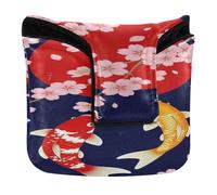 Mallet Style Putter Cover Magnetic Closure Golf Putter Headcover for Mallets and Square PU Leather Waterproof Fish Ying Yang Japanese Flag Japan Cherry Blossom