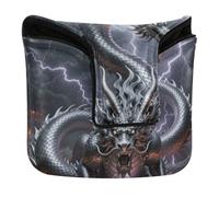 Mallet Style Putter Cover Magnetic Closure Putter Headcovers for Most Brand PU Leather Waterproof Mythical Silver Chinese Dragon Lightning Gray