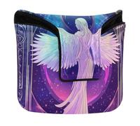 Mallet Style Putter Cover Magnetic Closure Putters Headcovers for Mallets and Square Waterproof PU Leather Neon Angel Illustration