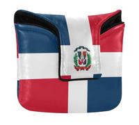 Mallet Style Putter Cover Magnetic Golf Putter Headcover for Mallets and Square PU Leather Waterproof Dominican Republic Flag Blue Red