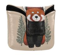 Mallet Style Putter Cover Magnetic Putters Headcover for Mallet Square PU Leather Just Breathe Christmas Red Panda