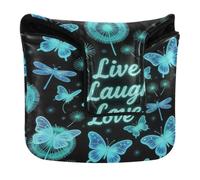 Mallet Style Putter Cover Magnetic Snap Golf Putter Headcover for Most Brand PU Leather Live Laugh Love Dandelion Blue Butterfly Love