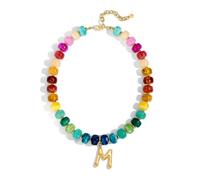 Mallevovo Chunky Beaded Bubble Initial Letter Necklace for Women Trendy Big Large Bead Choker Pendant Necklace Summer Beach Beachy Womens Statement Charm Jewelry Gifts, Plus Size, Resin, No Gemstone