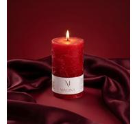 Mallina Cylindrical Red Pillar Candle | 6x10cm up to 30 Hours Burn time | Decorative Unscented | Wedding, Church & Celebration Decor | Dining Table | Handmade Candles Gifts for Father