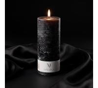 Mallina Pillar Candle Cylindrical Black 6x15cm | Burning Time 45h | Unscented Candles | Wedding, Church & Celebration Decor | Dining Table | Handmade Candles Gifts for Father