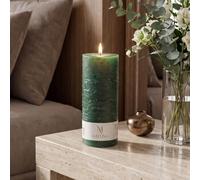 Mallina Pillar Candle Cylindrical Green 6x15cm | Burning Time 45h | Unscented Candles | Wedding, Church & Celebration Decor | Dining Table | Handmade Candles Gifts for Father